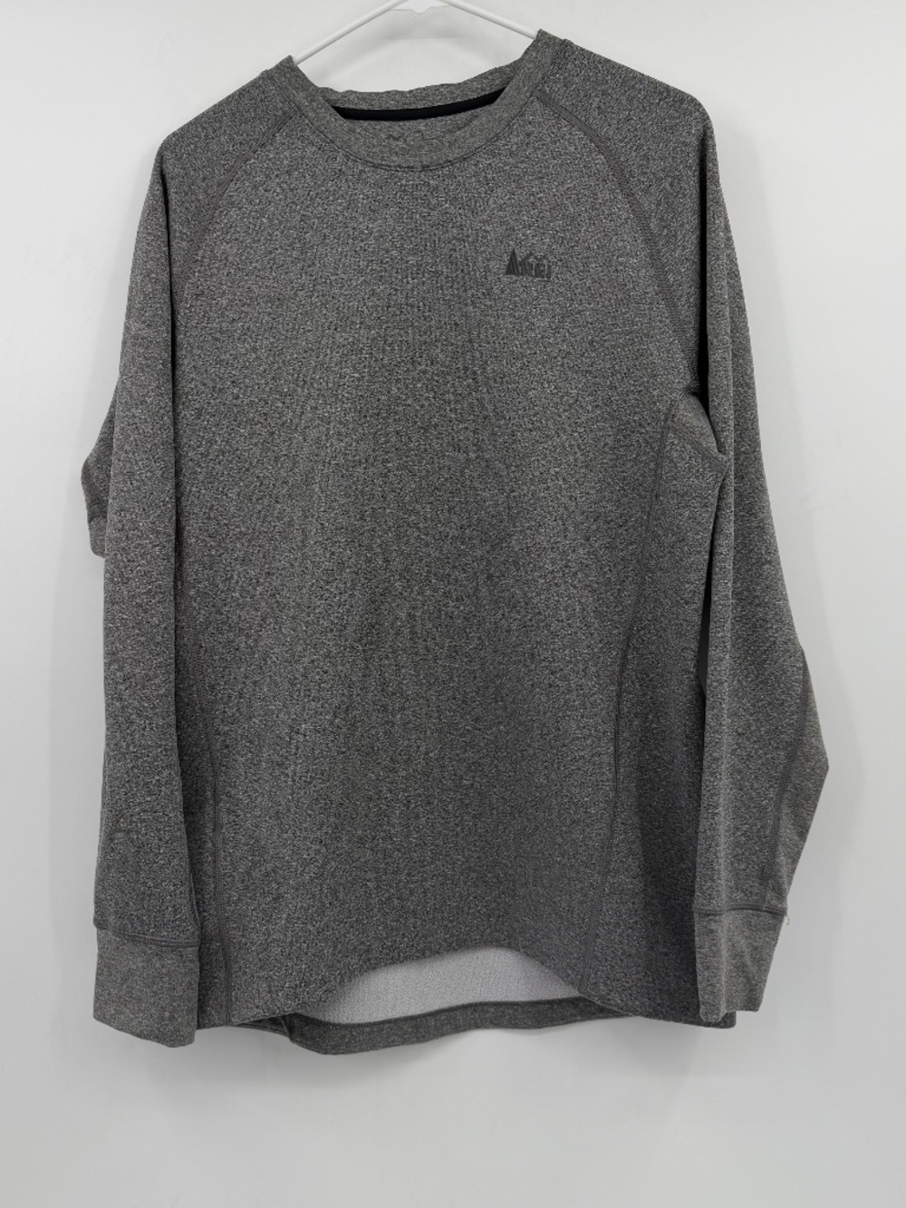 REI Pullover Men Large Gray Long Sleeve Fleece Base Layer Crew Neck Midweight